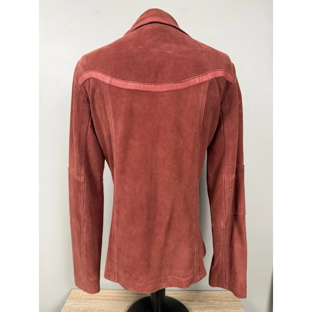 Vintage The Territory Ahead Red Suede Leather Jacket XS Boho Western Retro‎ Y2K - Picture 2 of 15